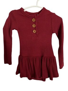 3/6 Months Posh Peanut Maroon Waffle Knit Twirl Skirt Onesie